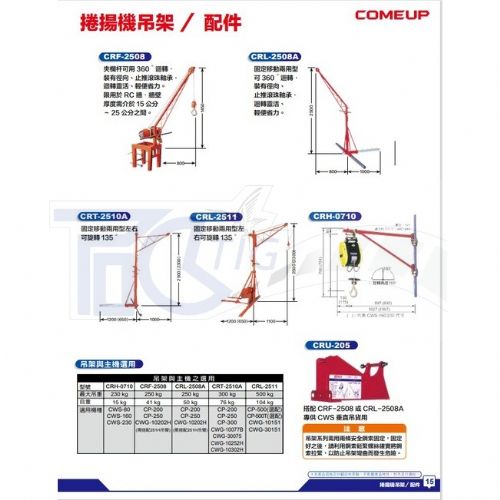 川方牌捲揚機200KG 250kg 夾牆架