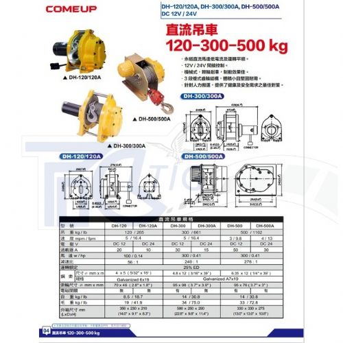 川方牌捲揚機200KG 250kg 夾牆架