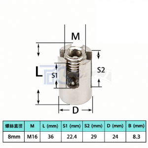 304十字固定器 鋼索十字扣(M2~M8)